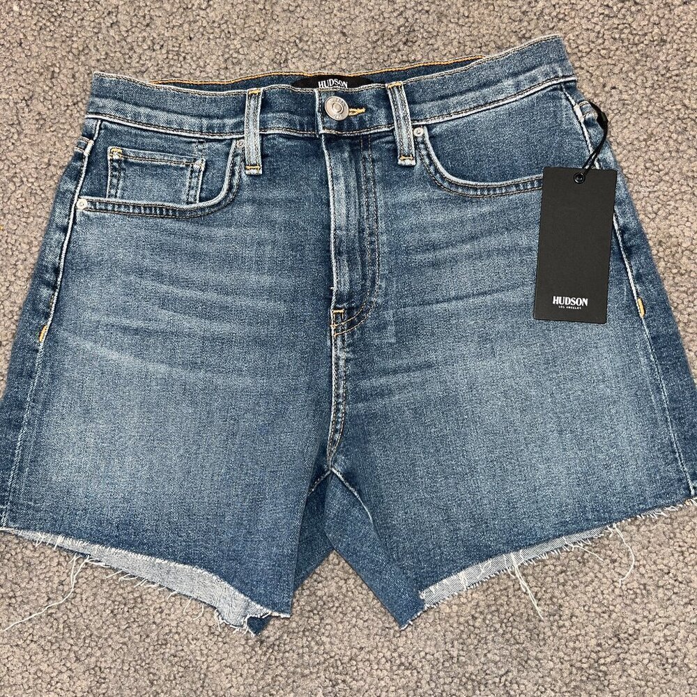 HUDSON Los Angeles DEVON High Rise Biker Short Let it Ride Denim Jean Shorts  26